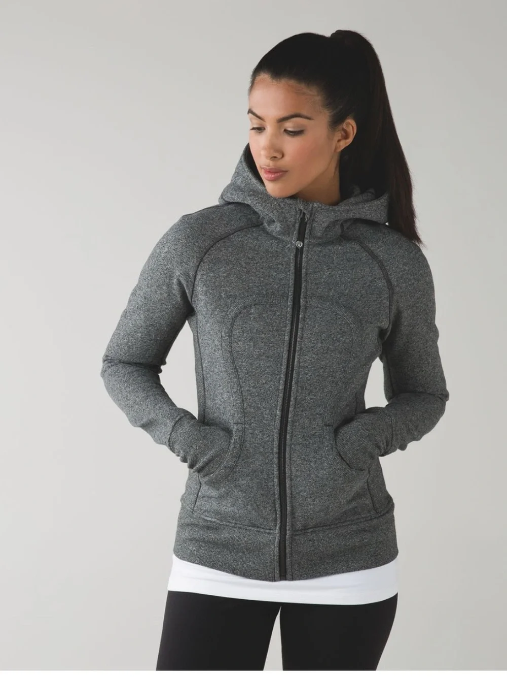 lululemon athletica Heathered Gray Full-Zip Hooded Sweatshirt